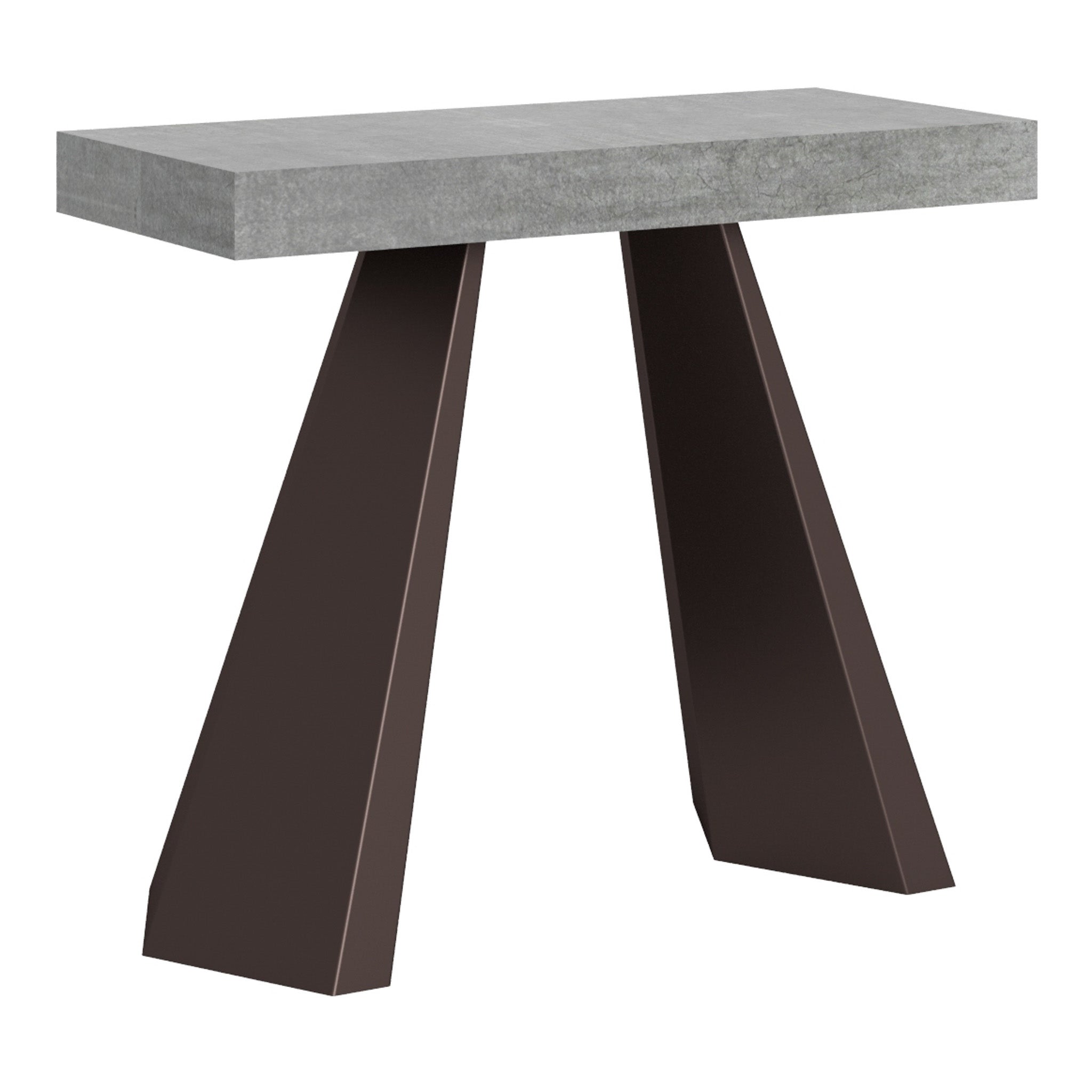 Mesa consola pequeña Diamante Premium de cemento con estructura de oso, extensible hasta 196 cm.