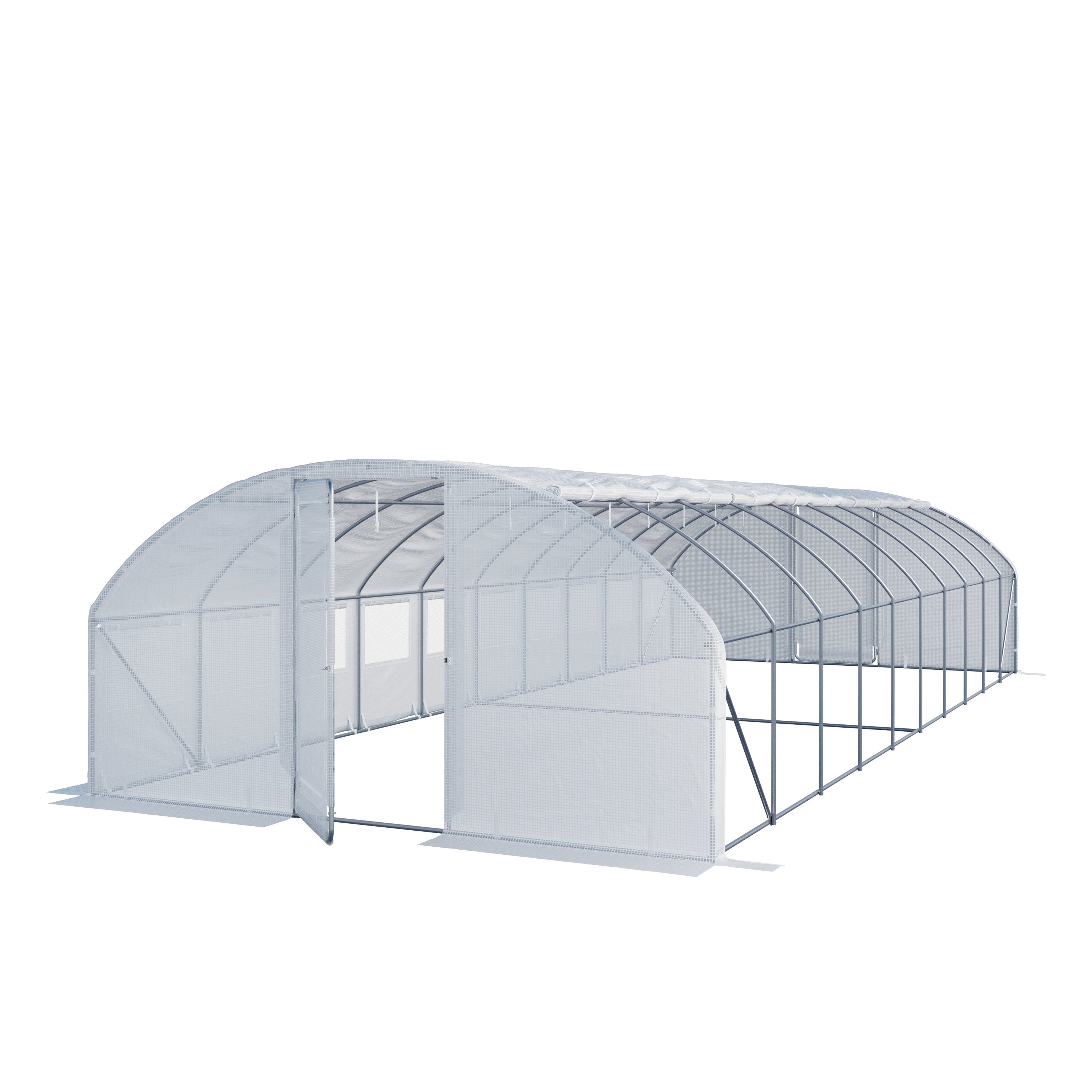 TOOLPORT Szklarnia tunelowa foliowa 4x10m Premium z obrotową konstrukcją drzwi plandeka PE 180 g/m² biała przezroczysta