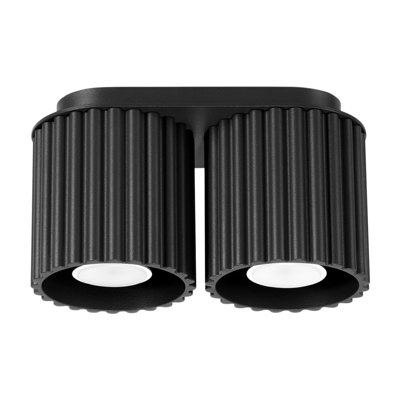 Lampa sufitowa nowoczesna czarna owalna 21 cm ryflowane spoty 2xGU10 10W AURA Sollux Lighting