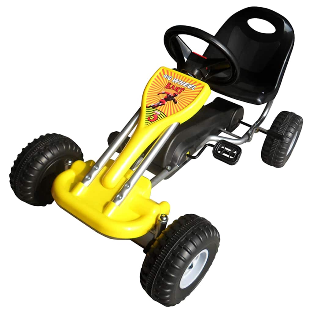 Gokart z pedałami, żółty vidaXL