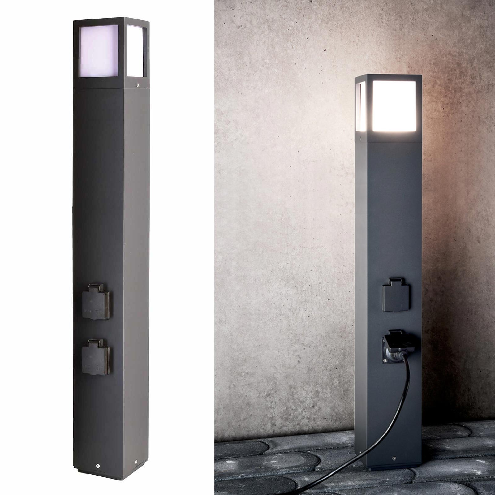 FACADO LED lampa podłogowa kolumna E27 aluminiowy słupek 2 gniazda do oświetlenia ogrodowego na zewnątrz willa 230V IP54 100CM