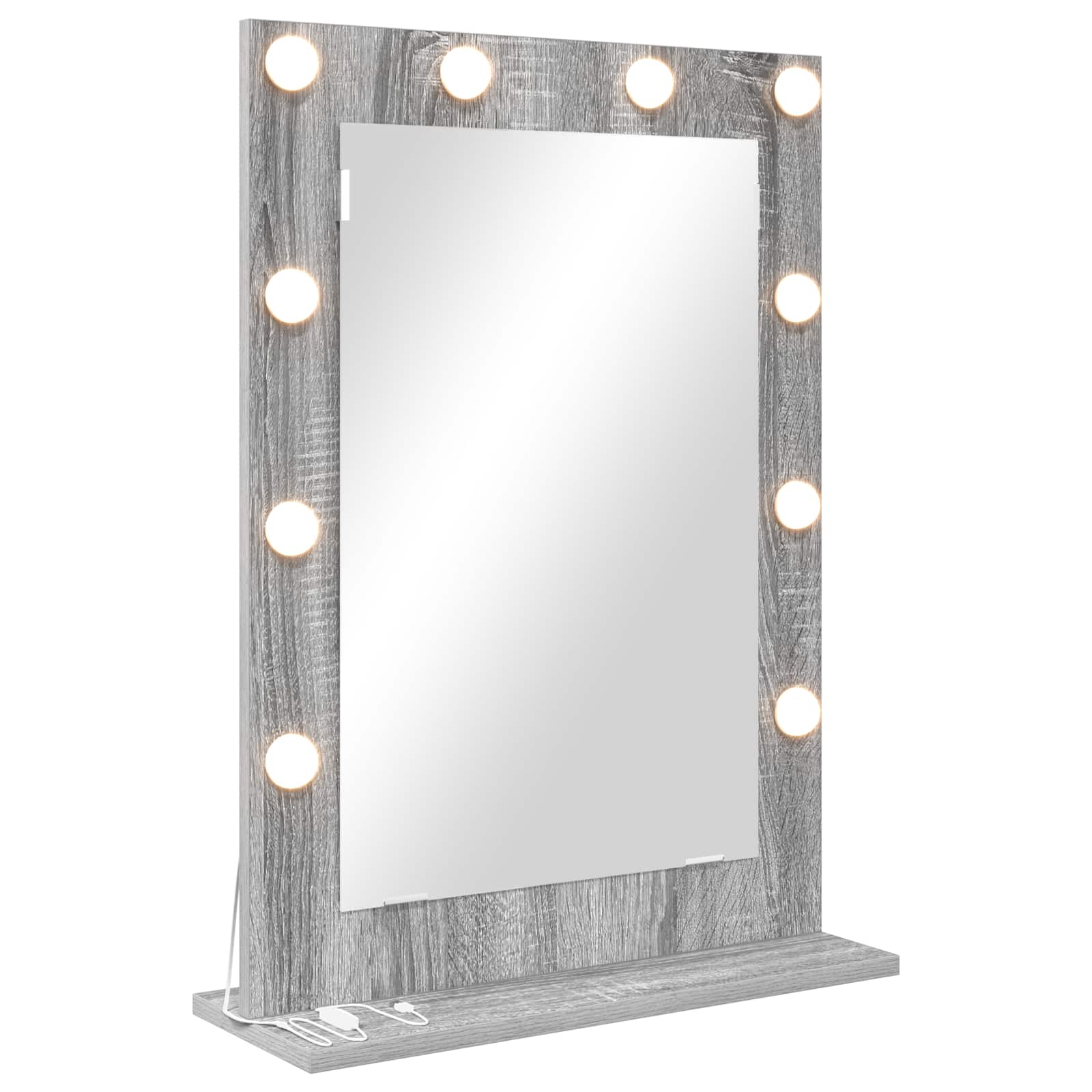 Lustro do Toaletki Prostokątne z Oświetleniem LED z Ramą 70x50 cm Szare