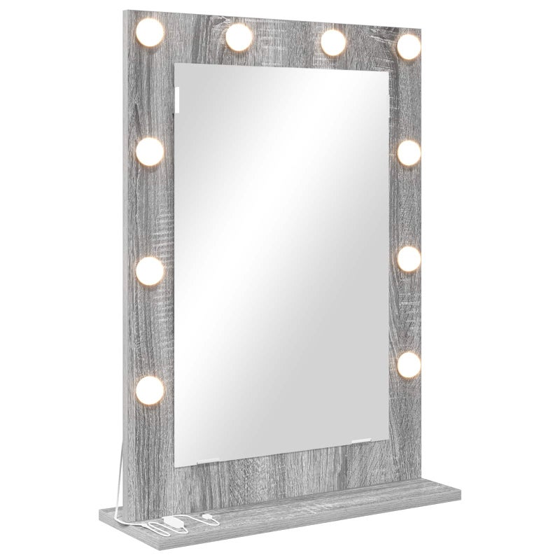 Lustro do Toaletki Prostokątne z Oświetleniem LED z Ramą 70x50 cm Szare
