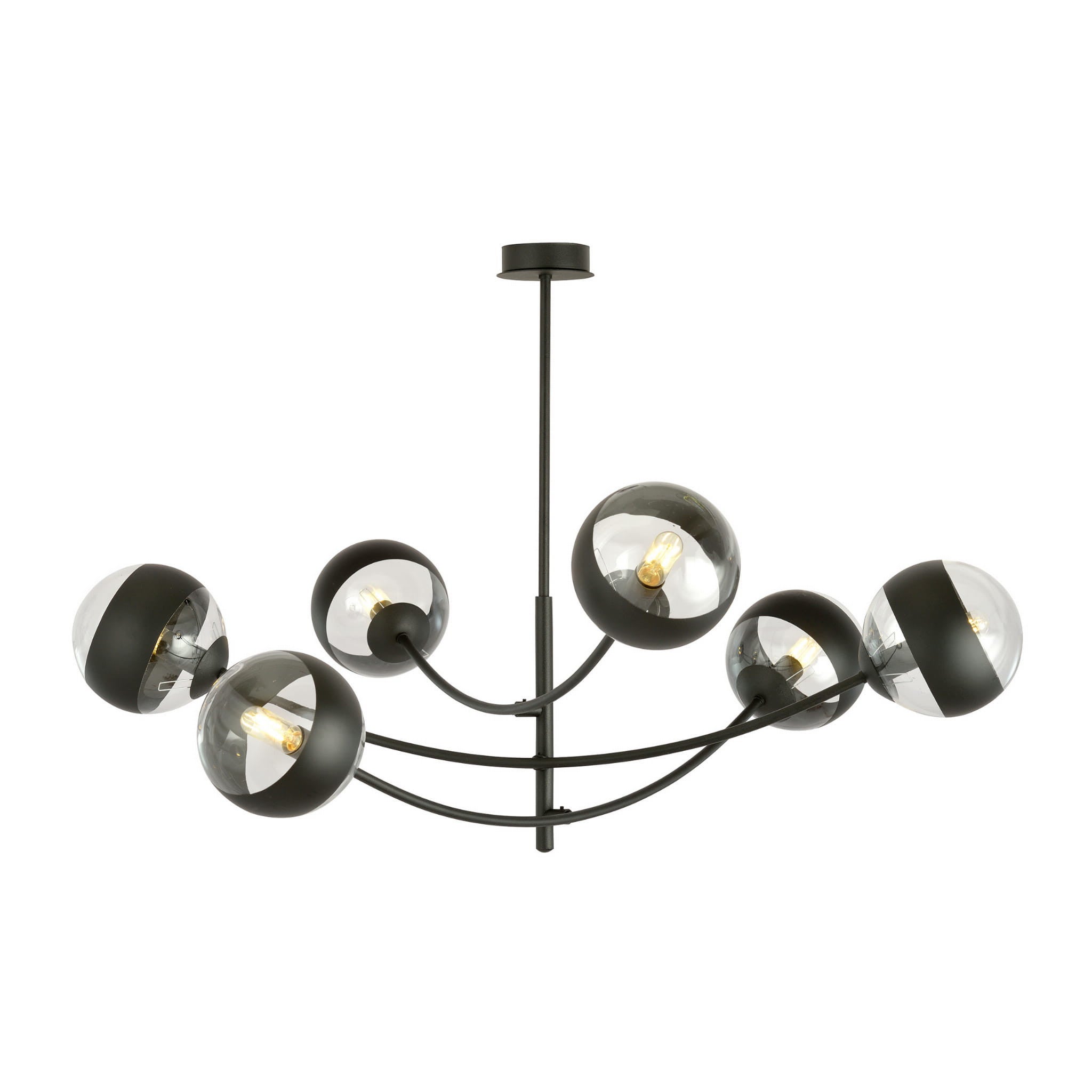 Żyrandol Emibig 6xE14 40W HUNTER 6 BLACK/STRIPE 1101/6