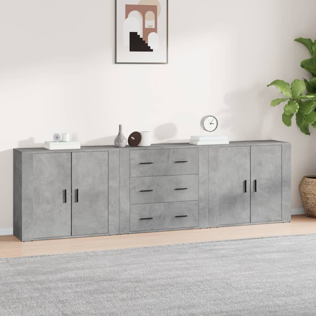 vidaXL Szafki, 3 szt., szarość betonu, materiał drewnopochodny