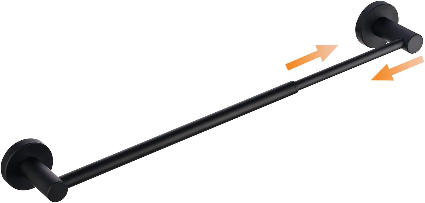 1 sztuka regulowanego wieszaka na ręczniki 40CM do 66CM, bar wytrzymały na ręcznik łazienkowy, czarny, stal nierdzewna 304