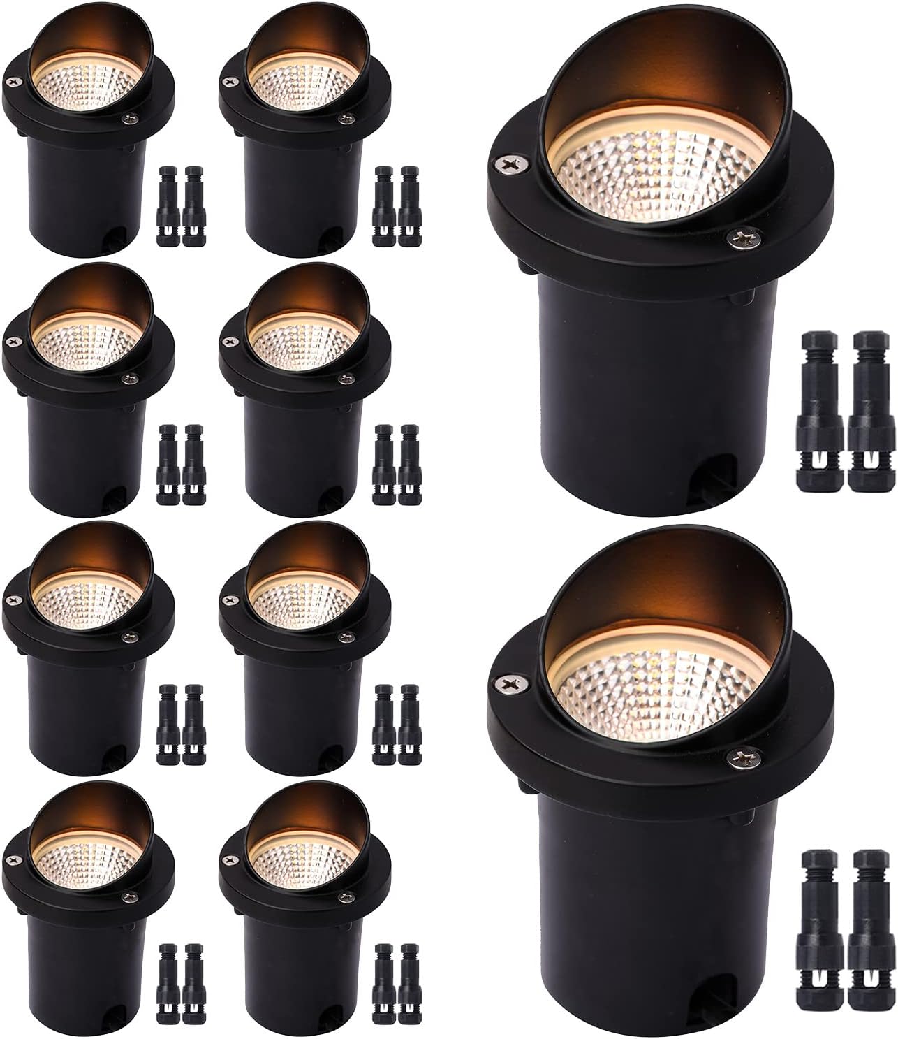 Niskonapięciowy reflektor LED do ścieżek i chodników, 12-24 V AC/DC, wodoodporny IP67, 3000 K, wpuszczany (opakowanie 10 sztuk).