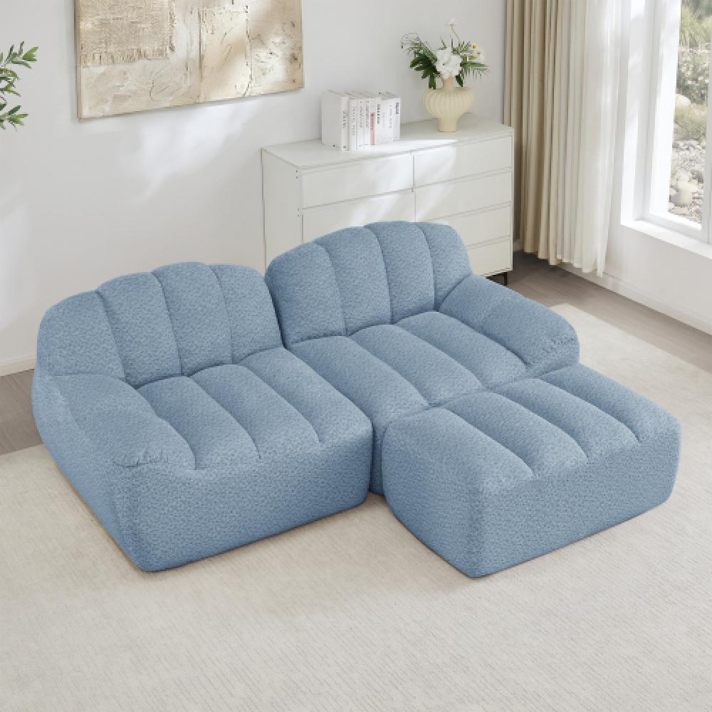 Modułowa sofa 2-osobowa w stylu muszli, głębokie poduszki, do salonu i mieszkania, nie wymaga montażu
