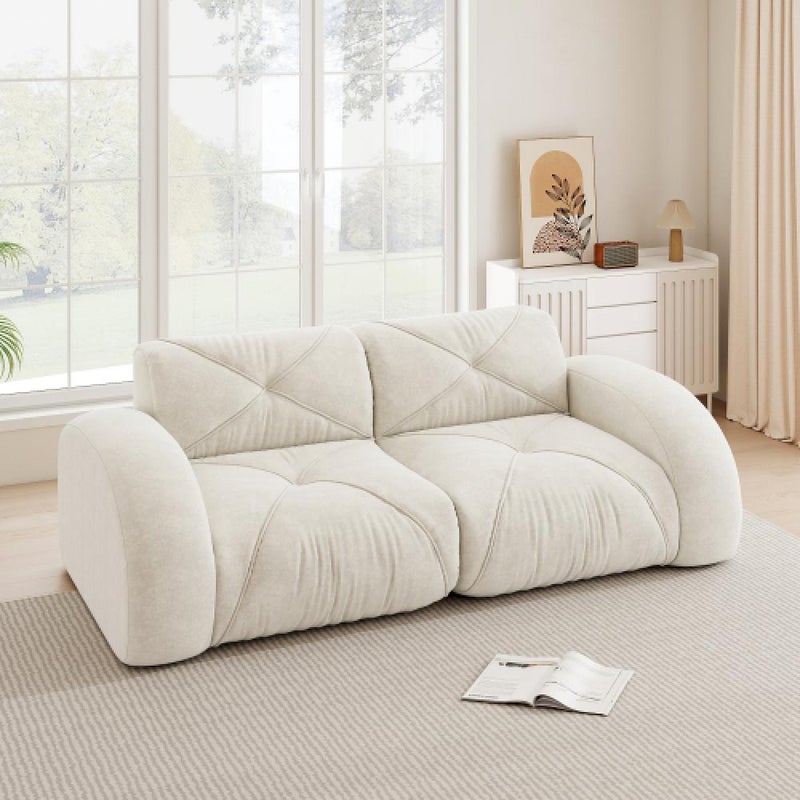 Sofa bezramowa, modułowa sofa 2-osobowa, pianka o wysokiej gęstości 32D, wygodna tkanina szenilowa, konstrukcja antypoślizgowa, nie wymaga montażu.