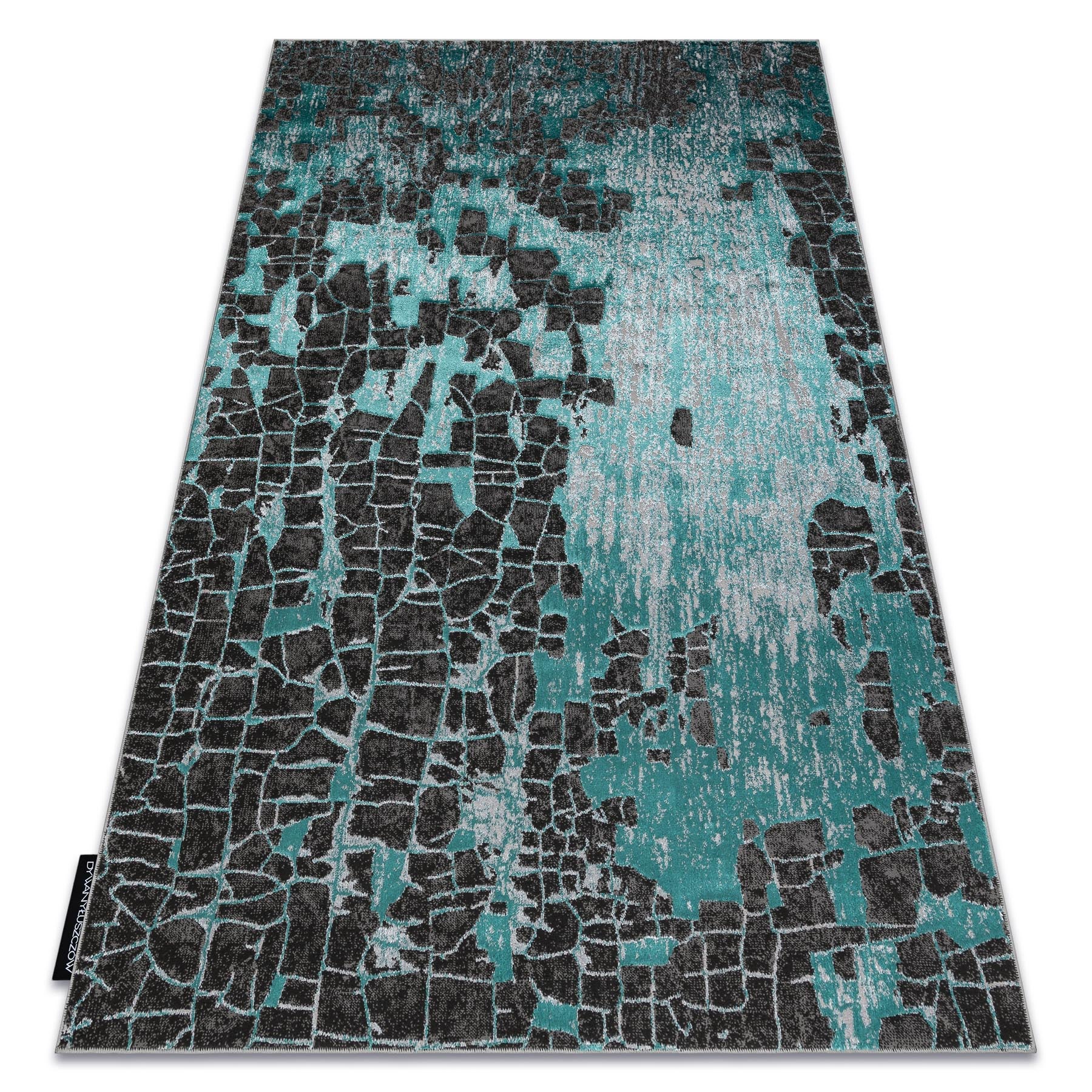 Dywan DE LUXE nowoczesny 2079 Vintage przecierany - Strukturalny zielony / antracyt 180x270 cm