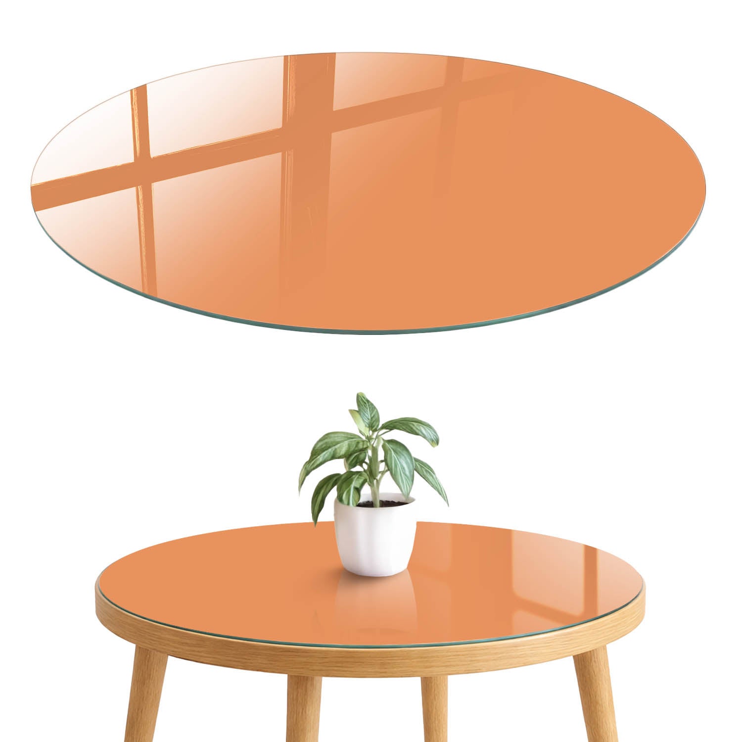 Blat szklany z grafiką i nadrukiem 4 mm - ochrona, dekoracja i metamorfoza mebli fi80 cm Pastelowy pomarańcz