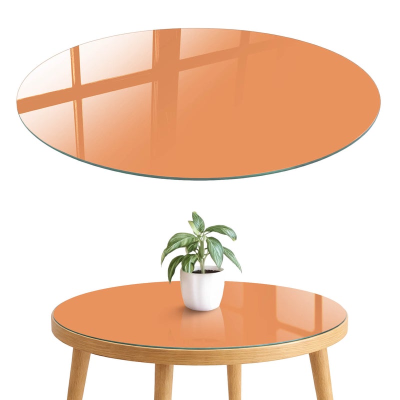 Blat szklany z grafiką i nadrukiem 4 mm - ochrona, dekoracja i metamorfoza mebli fi80 cm Pastelowy pomarańcz
