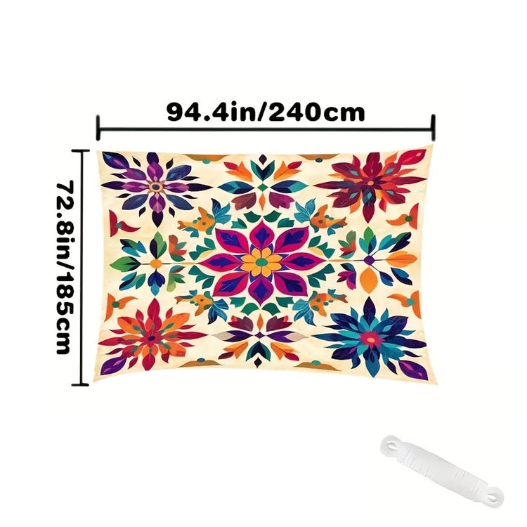 1 szt. parasolka przeciwsłoneczna i mata piknikowa – jasne kolory, odporna na promieniowanie UV (240 x 185 cm)