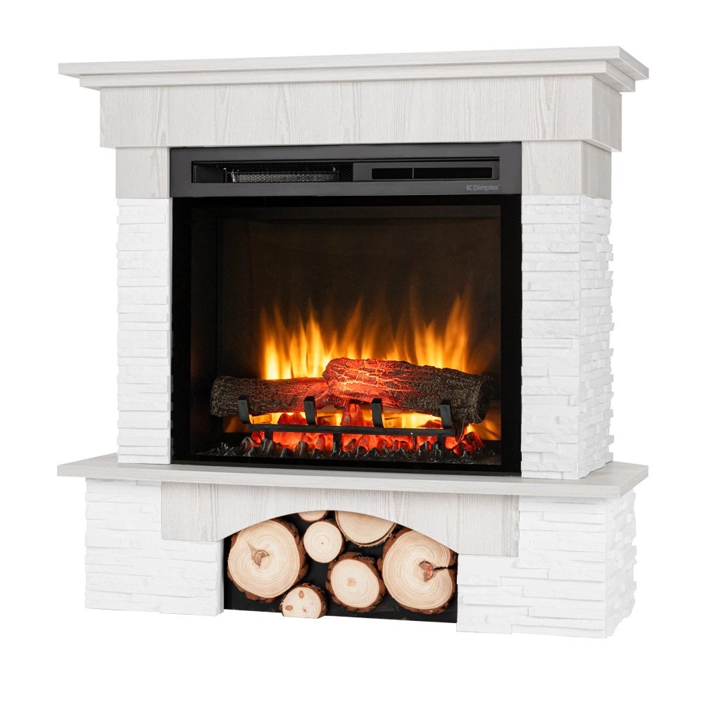 Kominek elektryczny 1400W ścienny 23" XHD grzewczy pilot LED dekor biała sosna Warmtec Porto