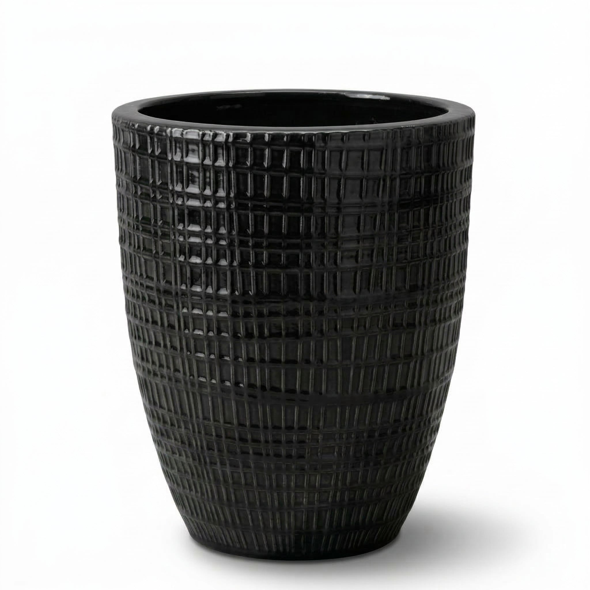 Donica ceramiczna Provencelia VERNE Czarny, sred.32 x H40 cm, mrozoodporna, rękodzieło, szkliwiona