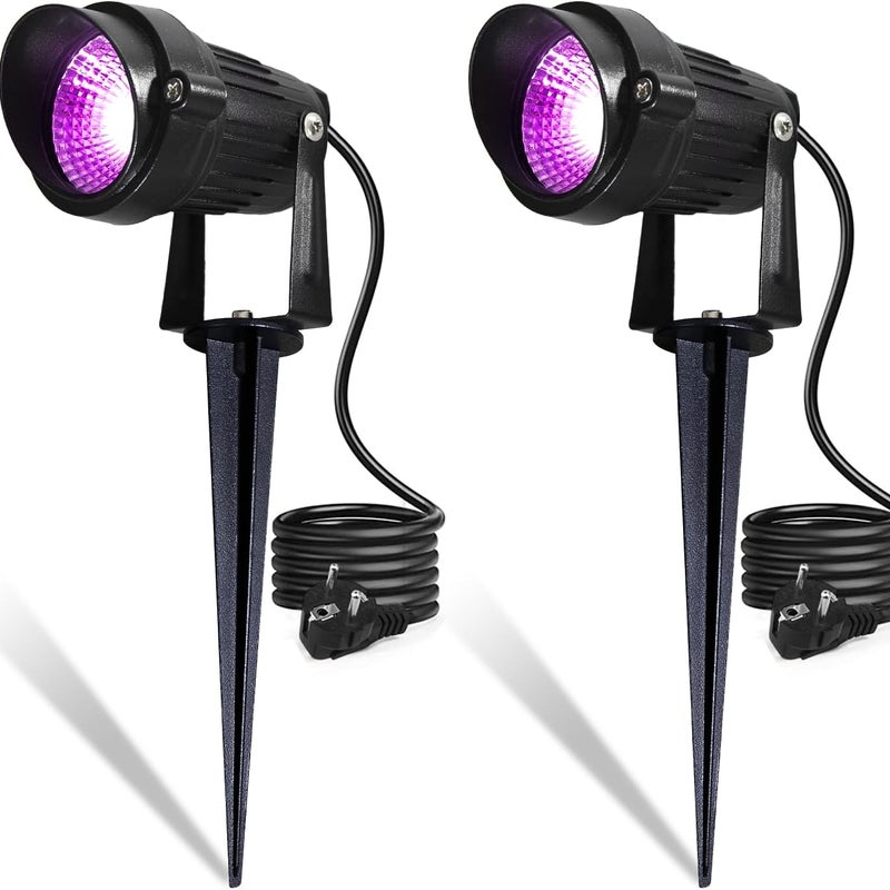 Zewnętrzny projektor LED UV, zestaw 2 diod LED z czarnym światłem, wodoodporność IP66, 385-400 nm, reflektory LED UV na Halloween, DJ-e, dyskoteki, ne