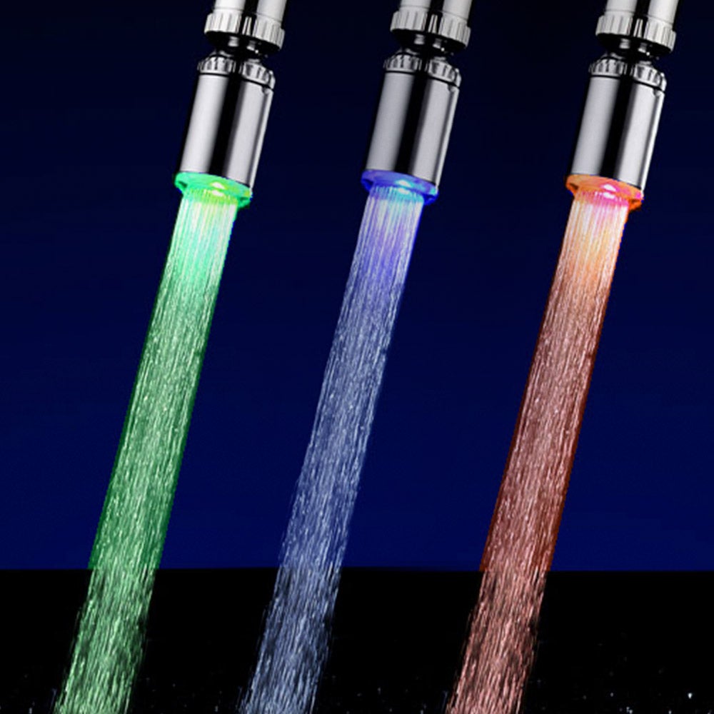 Bateria ścienna LED RGB, regulowany strumień wody, zmieniające się kolory, regulacja temperatury, do kuchni i łazienki