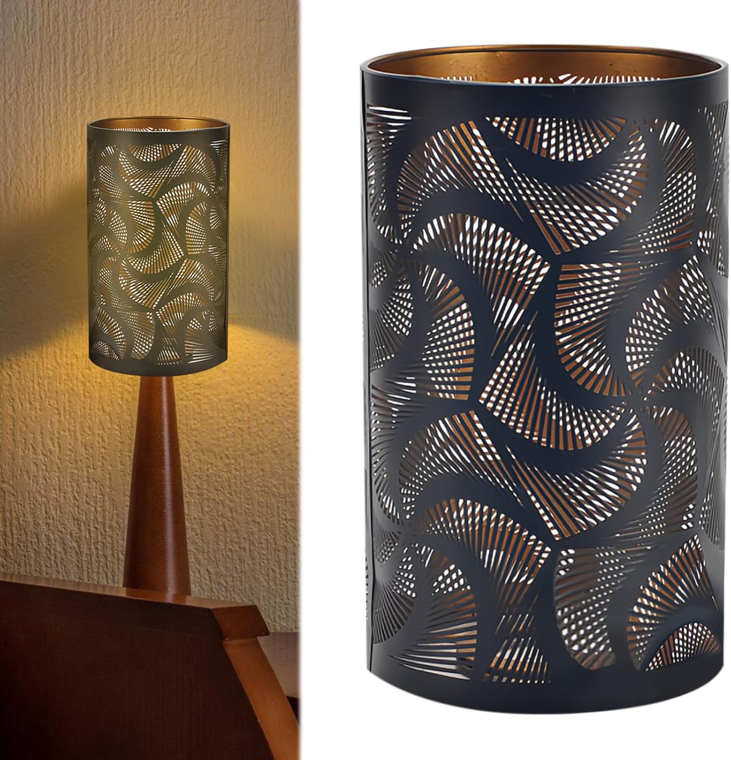 Klosz metalowy, klosz E27 pusty do lampy stołowej, klosz metalowy cylindryczny pusty i rzeźbiony (12 x 12 x 20 cm), do lampy podłogowej, stołowej -