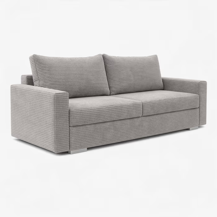Sofa Rozkładana Kanapa z Funkcją Spania Dwuosobowa Do Salonu Szara DRAVOS