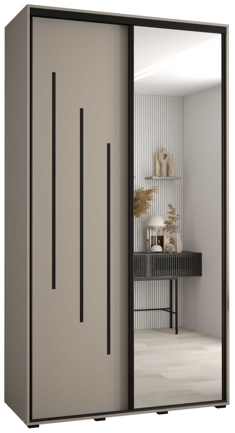Szafa przesuwna z lustrem wysoka Dakota 9 150 x 60 x 235,2 cm kaszmir + u. czarny - Abiks Meble