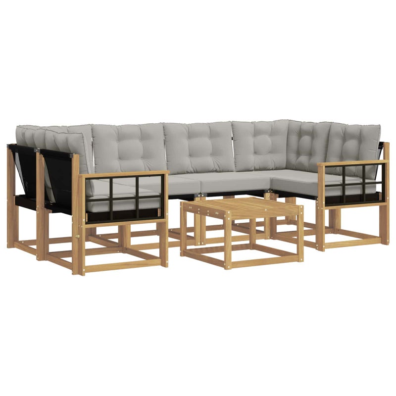 Zestaw sof na zewnątrz z poduszką 7 pcs Biały i jasnoszary