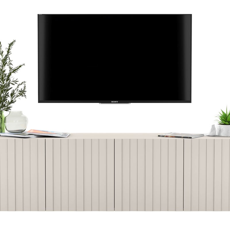 Wisząca szafka RTV Glamour 150 cm kaszmir mat, komoda pod telewizor do salonu