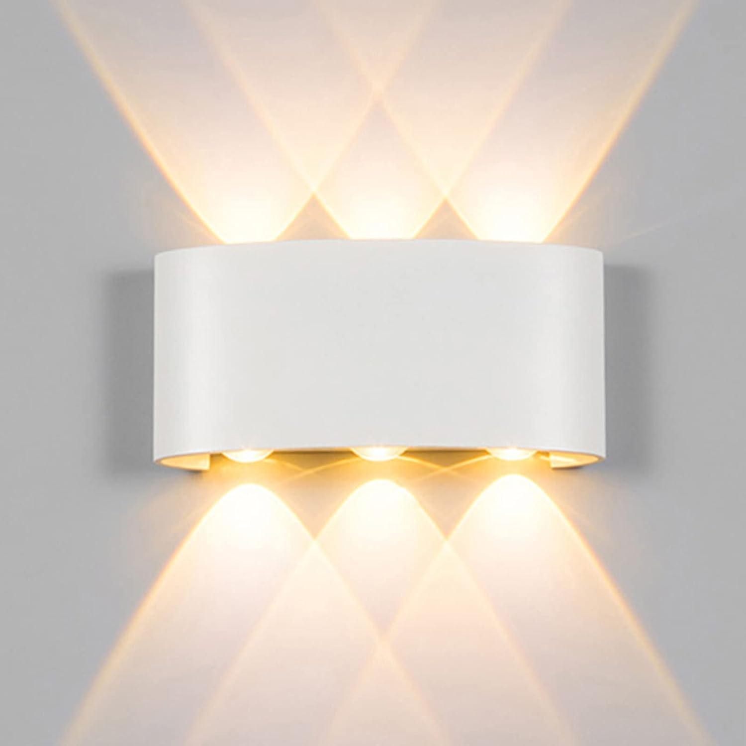 18W zewnętrzna lampa ścienna z 6 diodami LED, wodoodporna IP65, nowoczesna lampa ścienna do wnętrz, ciepłe białe światło, do ogrzewania