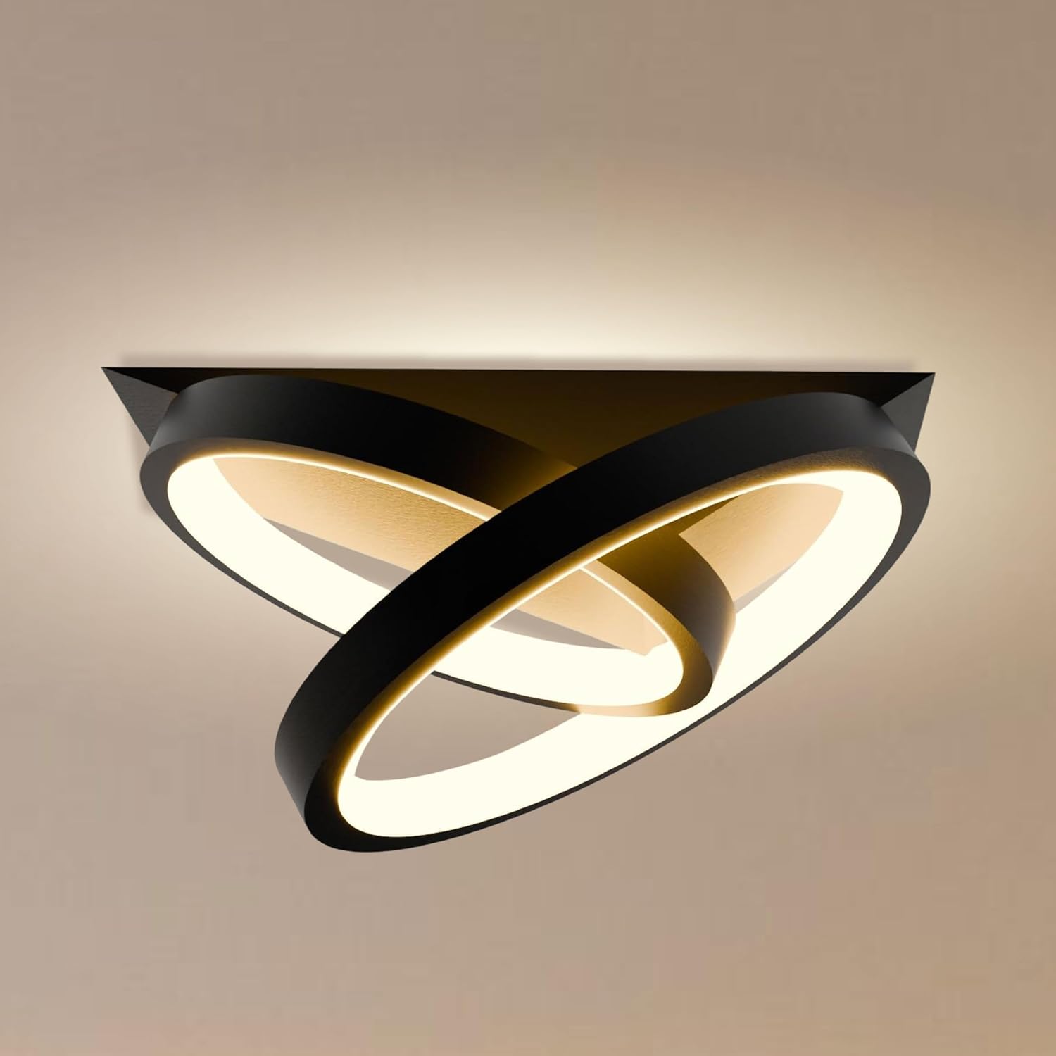 Nowoczesna lampa sufitowa LED – Wyjątkowy i kreatywny design – Czarna, odpowiednia do korytarzy, salonów, sypialni, kuchni i biur (światło trójkoloro