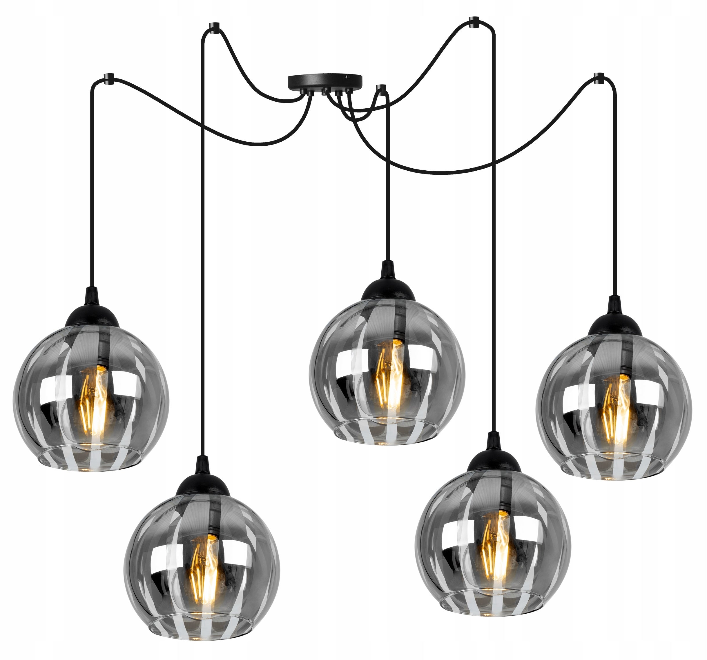 Lampa sufitowa wisząca Light Home LH Spider Eliza 5x E27 60W czarny/szary