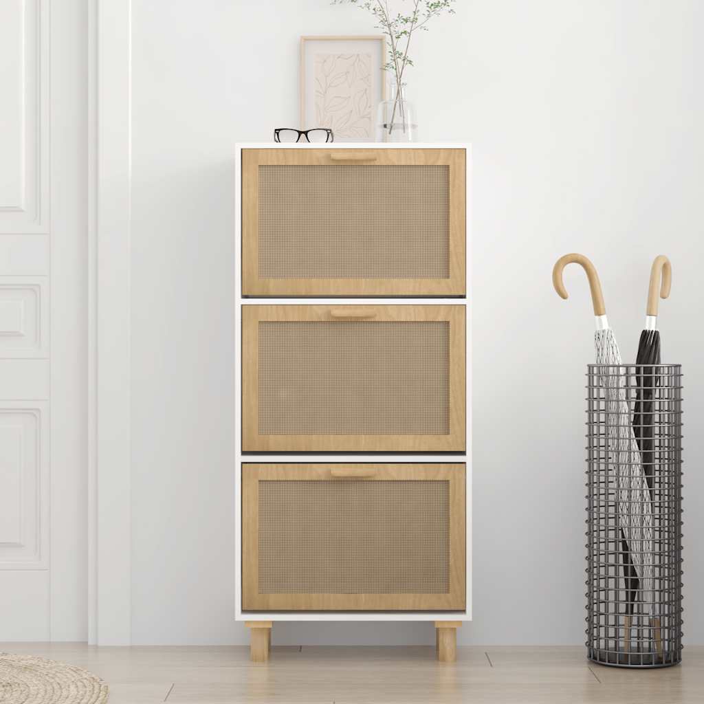 Szafka na buty, biała, 52x25x115 cm, materiał drewnopochodny
