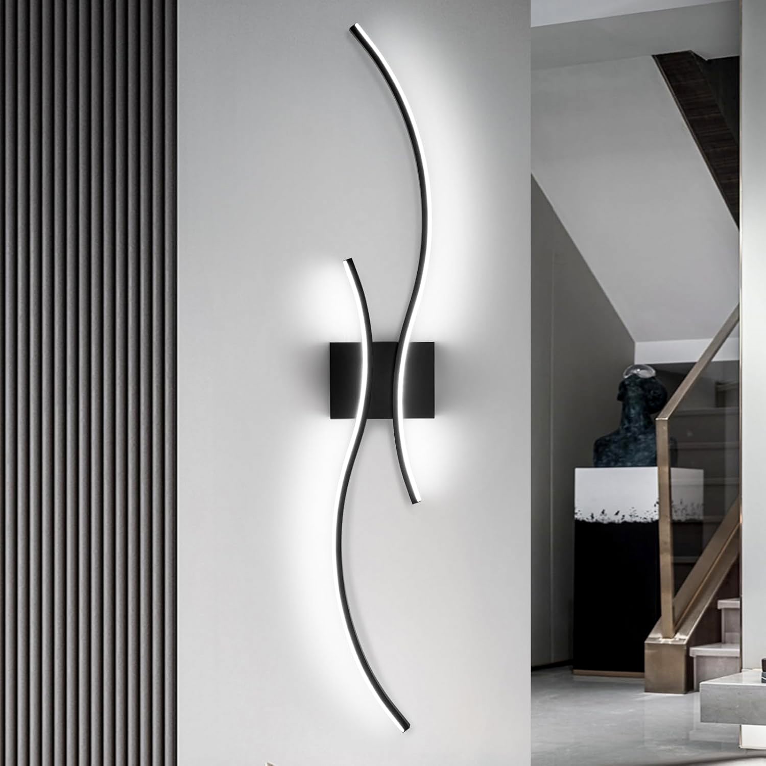 Nowoczesna lampa ścienna łukowa, kinkiet LED, lampka nocna wewnętrzna, lampa sufitowa, lampy dekoracyjne, 60 cm x 15 cm (zimna biel, 6000 K)