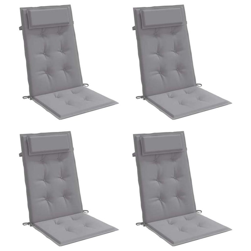 4x Poduszka Ogrodowa na Krzesło z Wysokim Oparciem Szara 120x50x3 cm