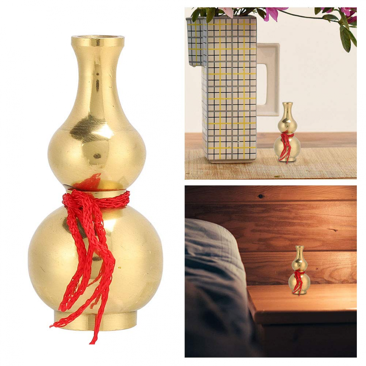 Mosiężna tykwa przyciągająca pieniądze Feng Shui, poprawia ozdobę szczęścia, buddyjskie artykuły rzemieślnicze