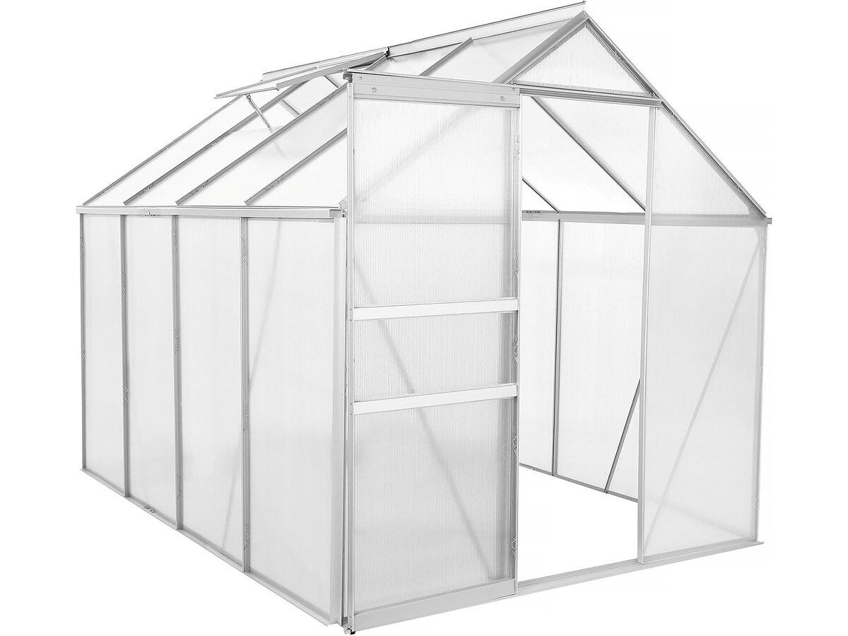 Szklarnia ogrodowa z poliwęglanu 250 x 190 x 195 cm "Basilic" – 4,75 m² – szara