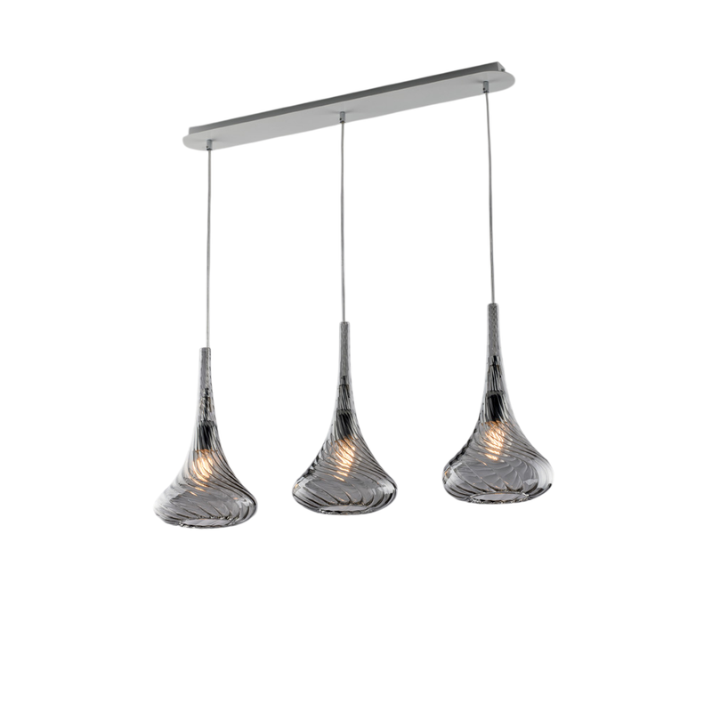 Binario in ferro con vetri grigio pyrex 3 luci H.41 - MAX 141 - L.75 X 10