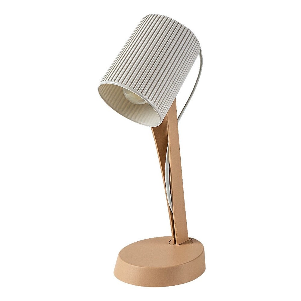 Lampa biurkowa biały ryflowany klosz Solvet 1xE14x11W tworzywo sztuczne brązowo-biała wym:36,5x13,5x17cm IP20 Rabalux