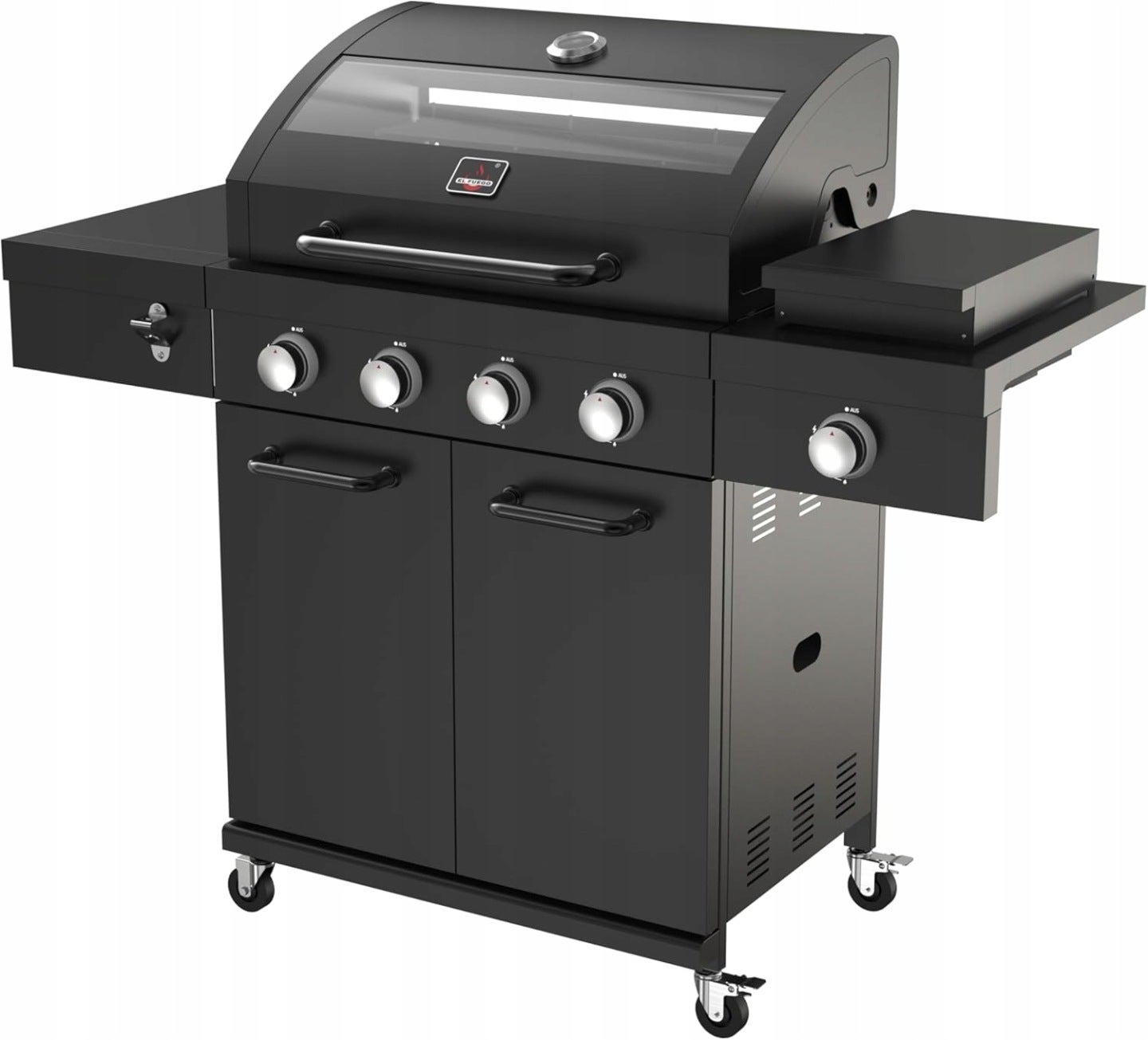 GRILL GAZOWY EL FUEGO KINGSTON BLACK 4+1 ŻELIWNY RUSZT+POKROWIEC+INFAROT !
