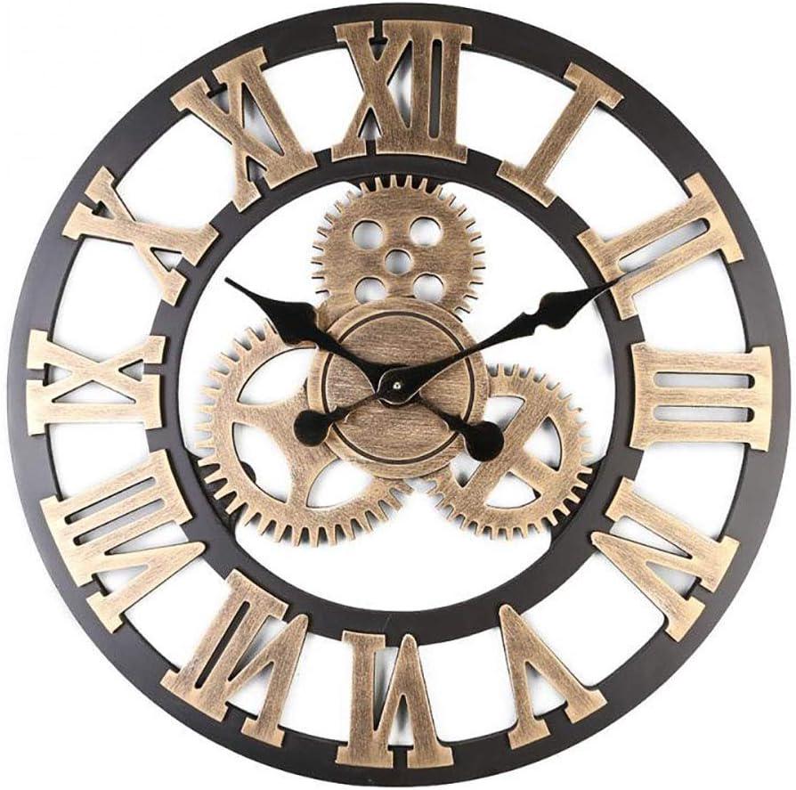 Zegar Ścienny 3D 30x30cm Klasyczny Vintage Drewniany Cichy z Rzymskimi Cyframi w Stylu Europejskim Steampunk Industrialny Dekoracyjny