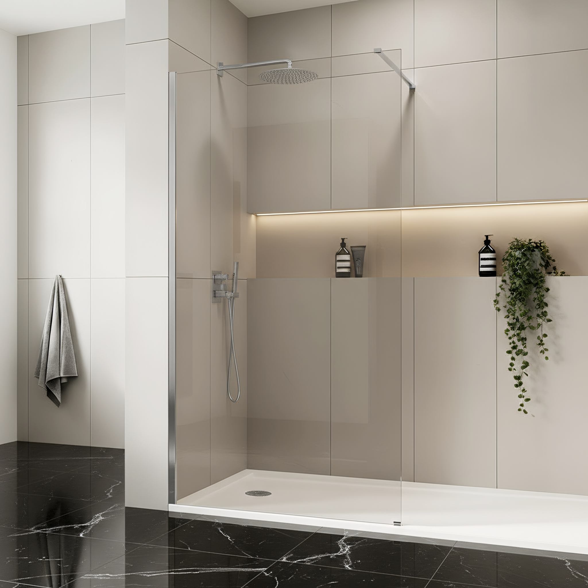Ścianka Prysznicowa / Kabina Prysznicowa Walk-In Rea Flexi Chrom , 100 , Szkło Transparentne 8mm