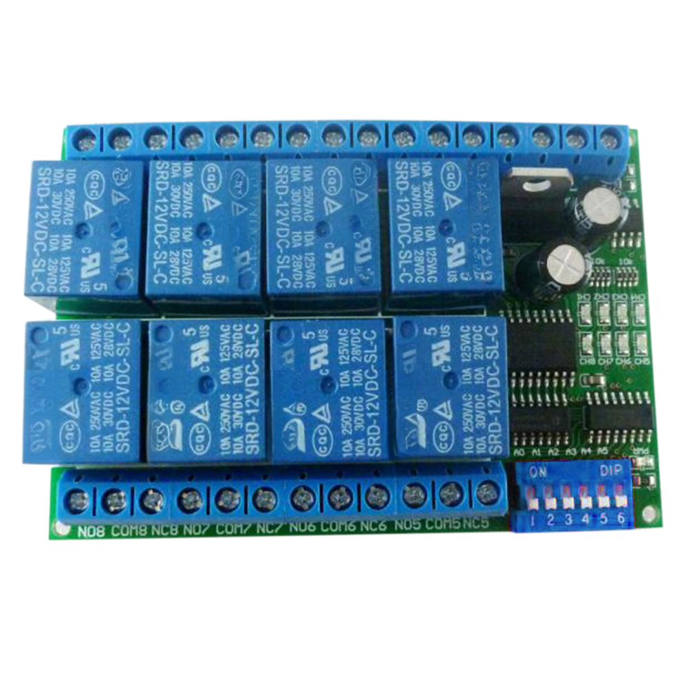 Przekaźnik RS485 12 V, 8-kanałowy, protokół Modbus RTU, port szeregowy, zdalne sterowanie płytą sterującą PLC