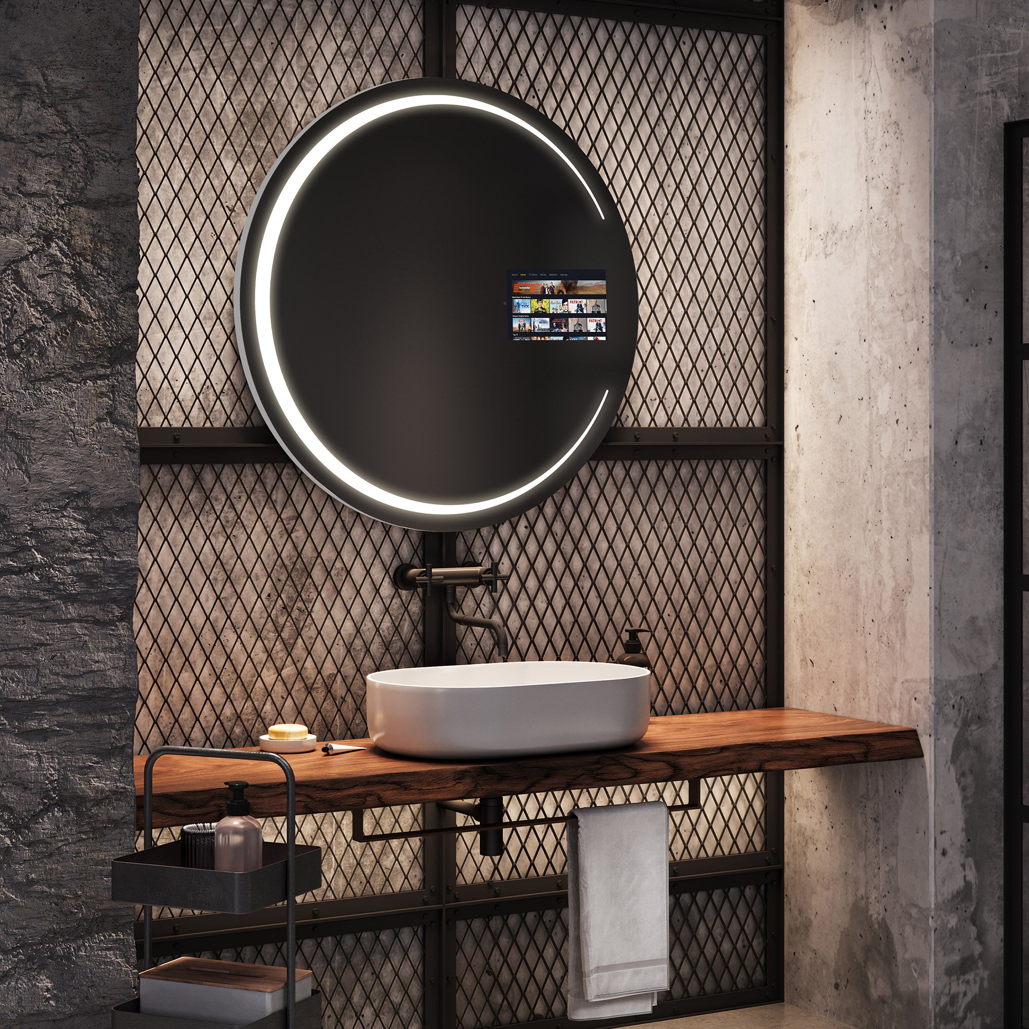 Okrągłe lustro łazienkowe SMART (120x120 cm) z podświetleniem LED (L156) z przełącznikiem dotykowym