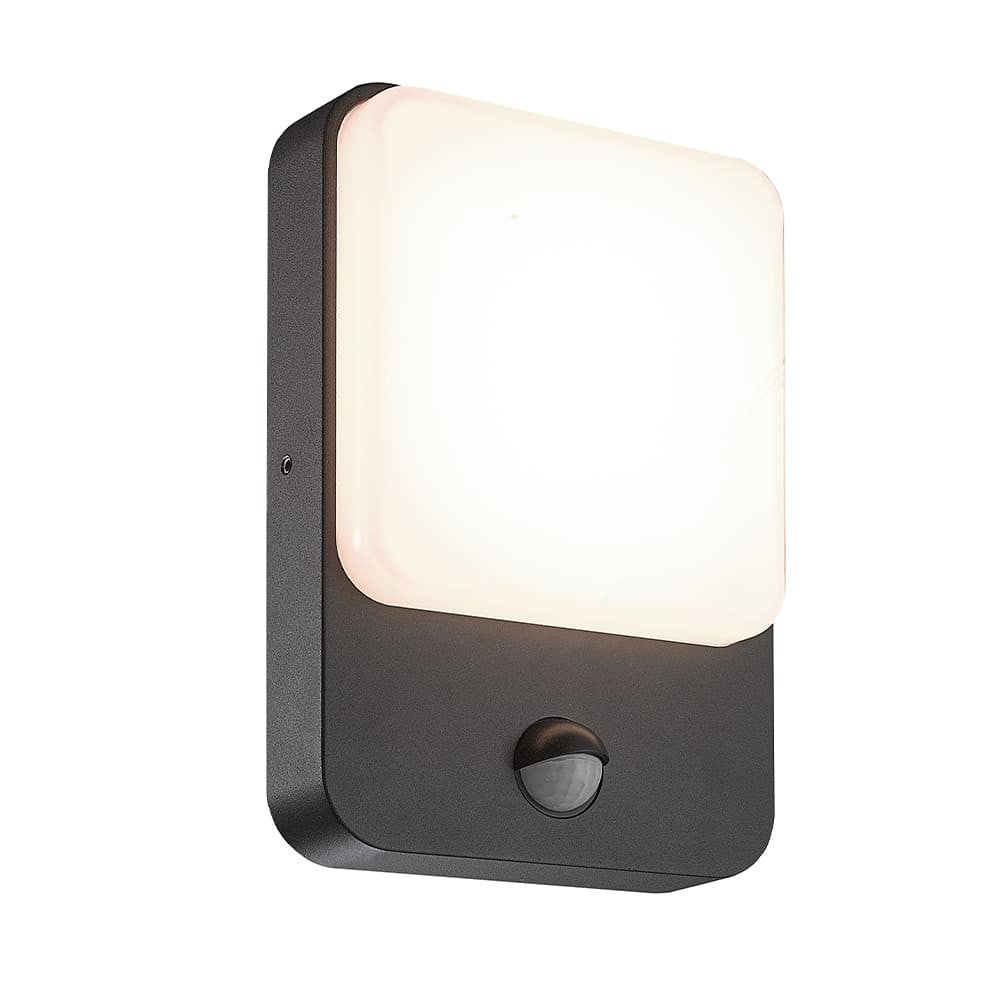 Lampa ścienna LED z czujnikiem ruchu i czujnikiem zmierzchu Dei czarno-biała IP54