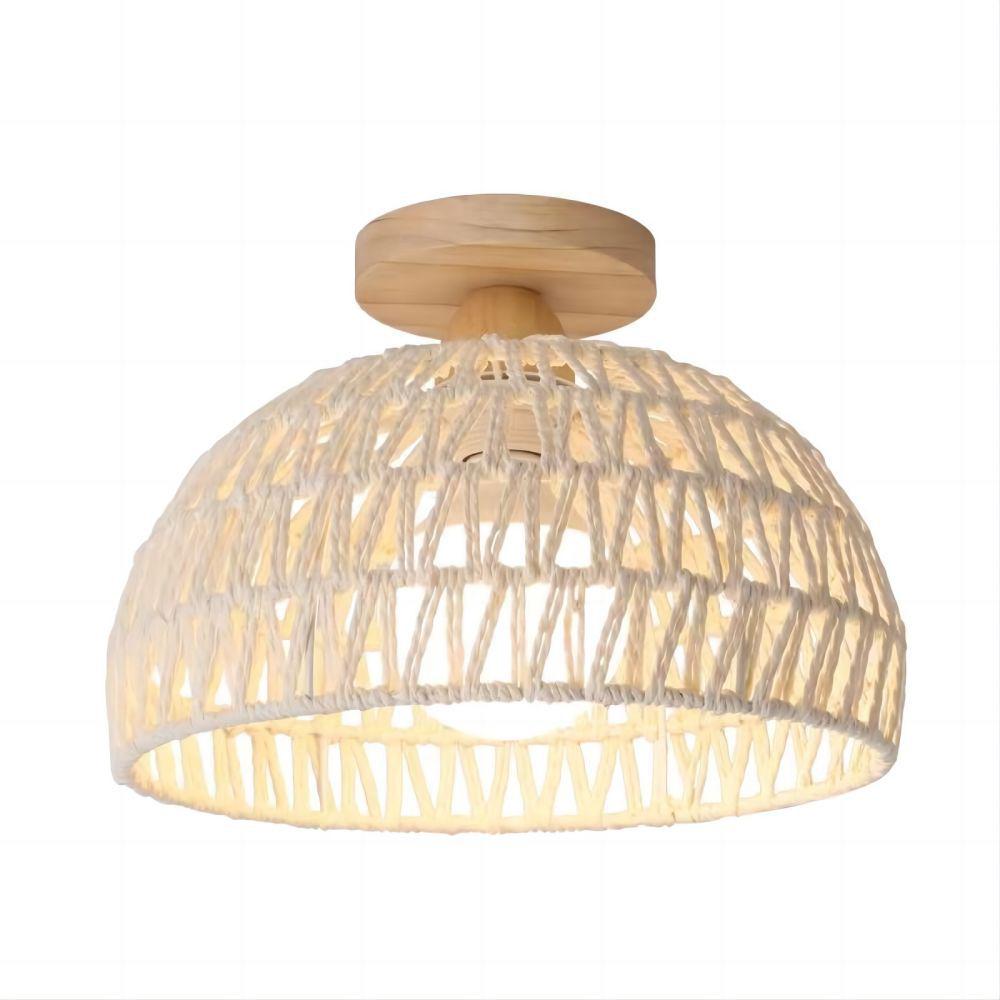 Lampa sufitowa w stylu vintage industrial, żyrandol w klatce z drewna i rattanu, lampa sufitowa E27, dekoracyjna lampa wisząca do sypialni
