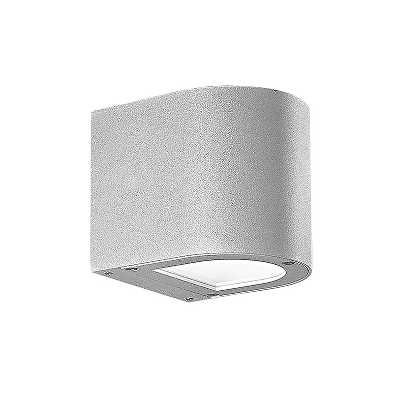 Srebrna okrągła lampa ścienna LED 4,5 W, jednoemisyjna, szara, 4000 K, 60°, IP65 – Rossini Group | Designerskie oświetlenie zewnętrzne