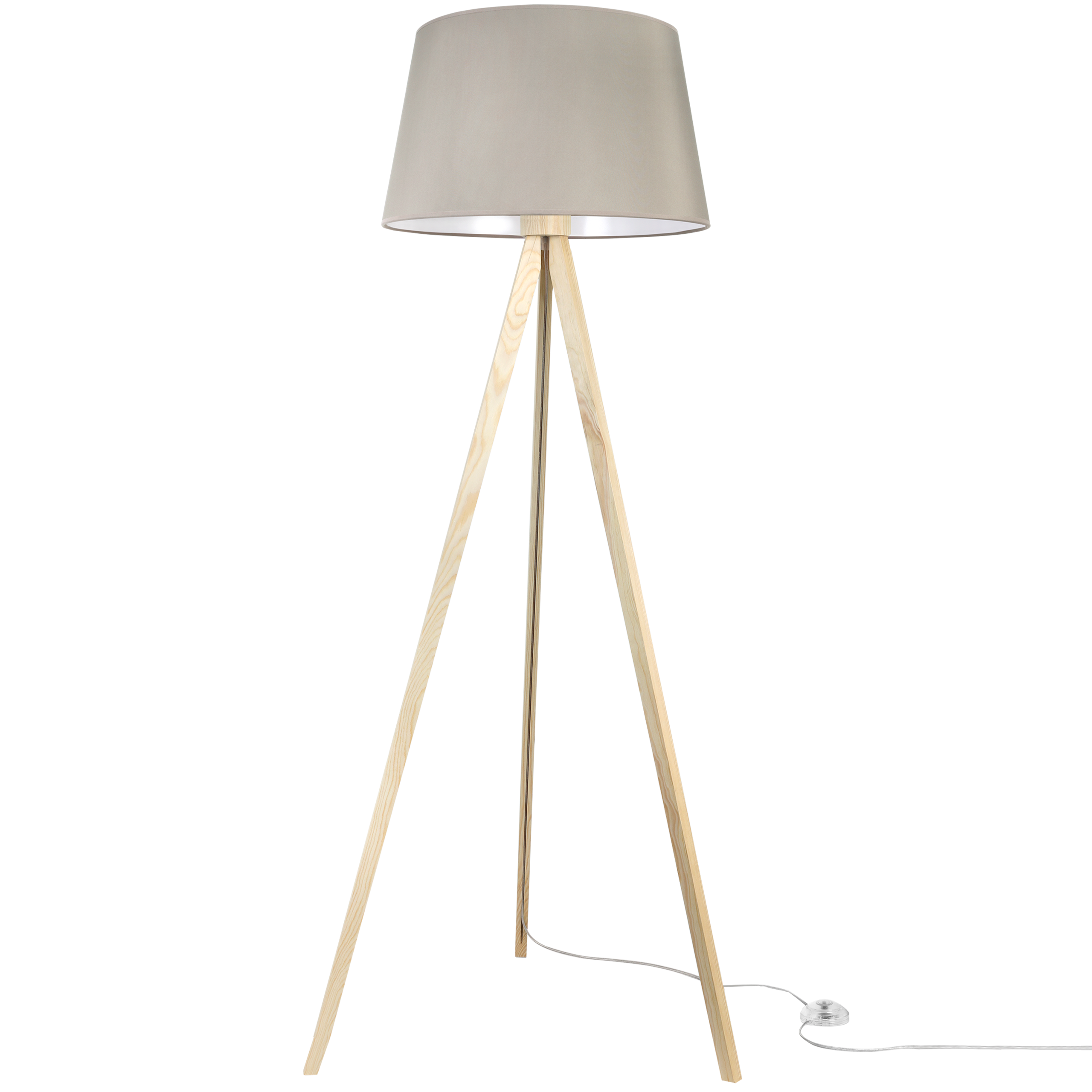 Lampa podłogowa trójnóg naturalny Light Home LH Gaja 1xE27 abażur stożek 44cm kaszmir