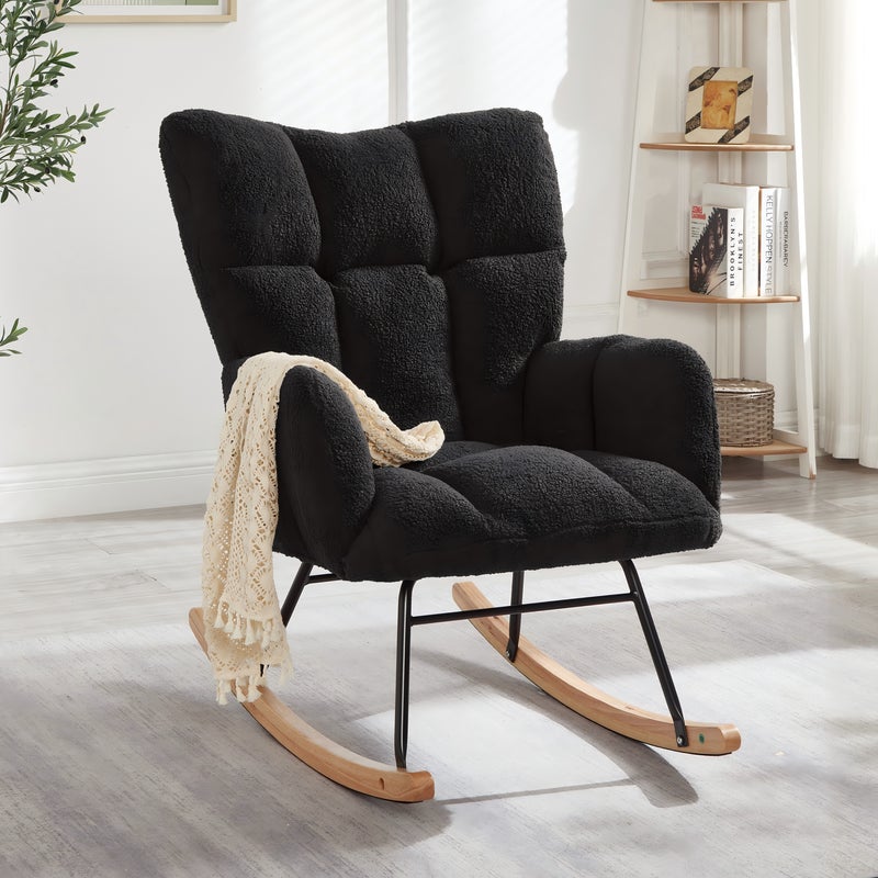 Nowoczesny fotel bujany 69×89×101 CM - Wszechstronny fotel relaksacyjny do salonu, sypialni, biura, pokoju dziecięcego i balkonu
