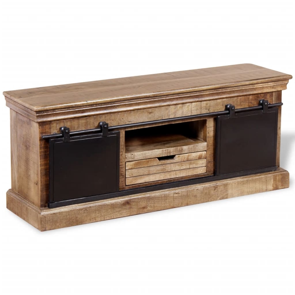 Szafka RTV VidaXL z drewna mango 2 drzwi przesuwne 110x30x45 cm