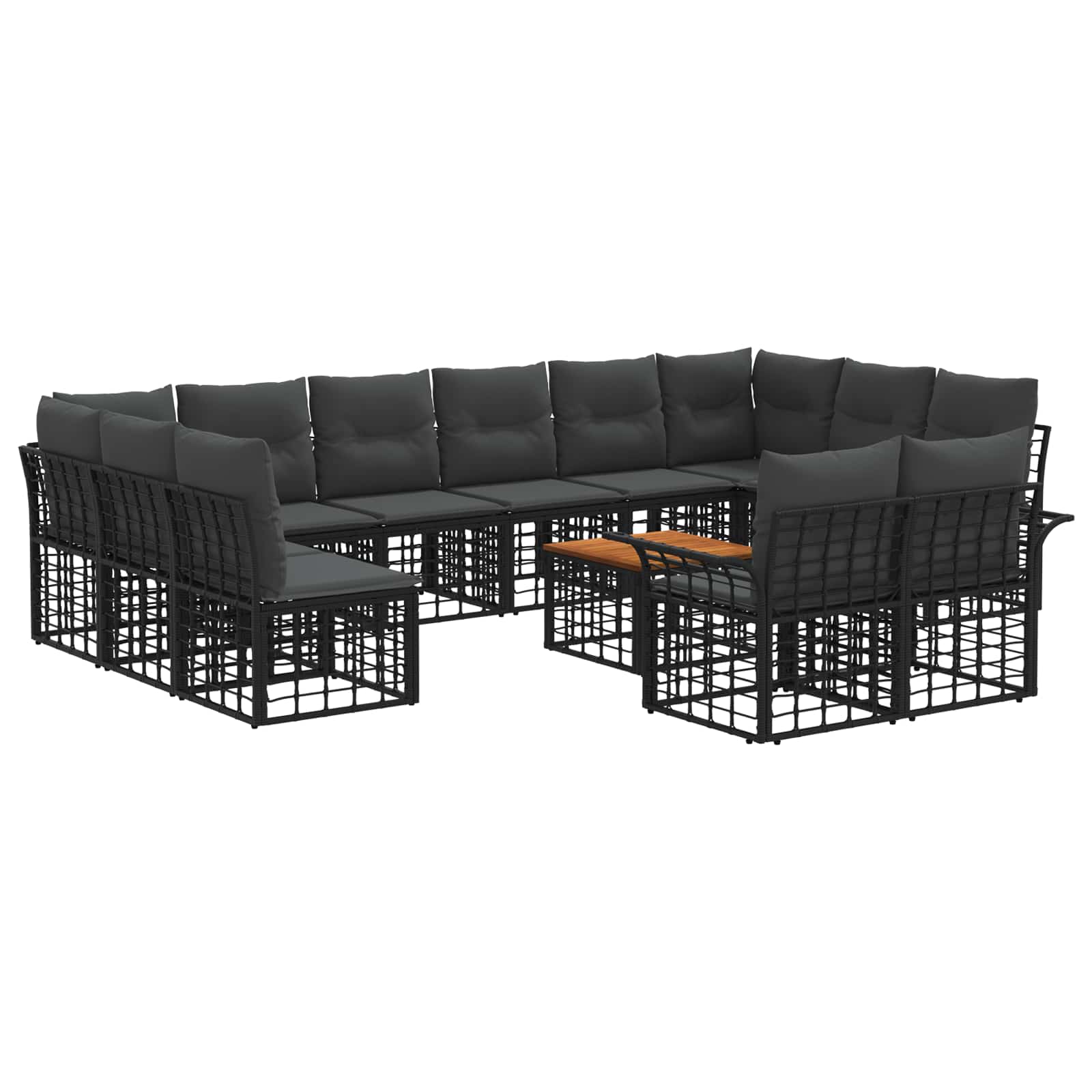 Zestaw sof na zewnątrz 13 pcs Czarny i Ciemnoszary Poliester vidaXL