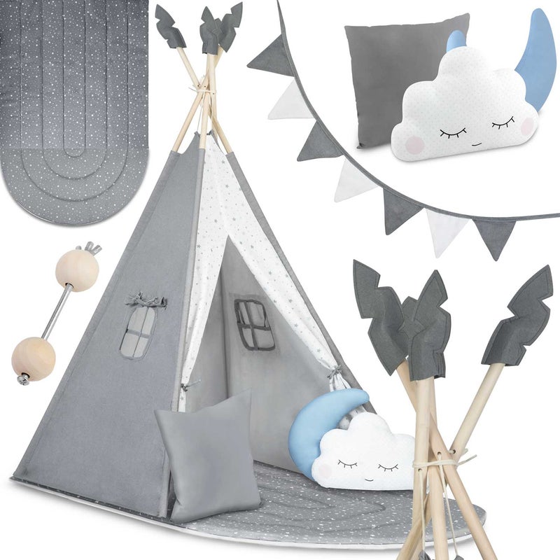 Tipi namiot dla dzieci TEEPEE girlanda poduszki duża mata stabilizator Nukido