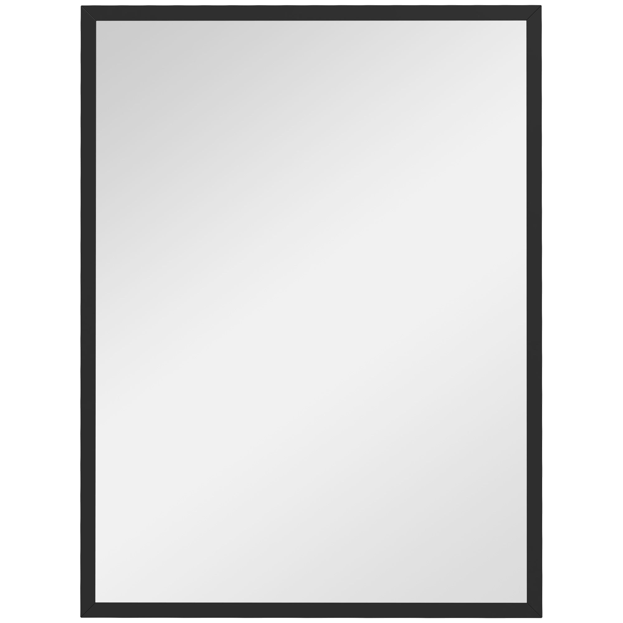 Prostokątne lustro ścienne 80 x 60 cm, rama z czarnego drewna, idealne do łazienki, salonu lub sypialni